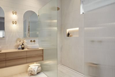 Custom made Fluted Frameless Shower Screen Fixed Panel .